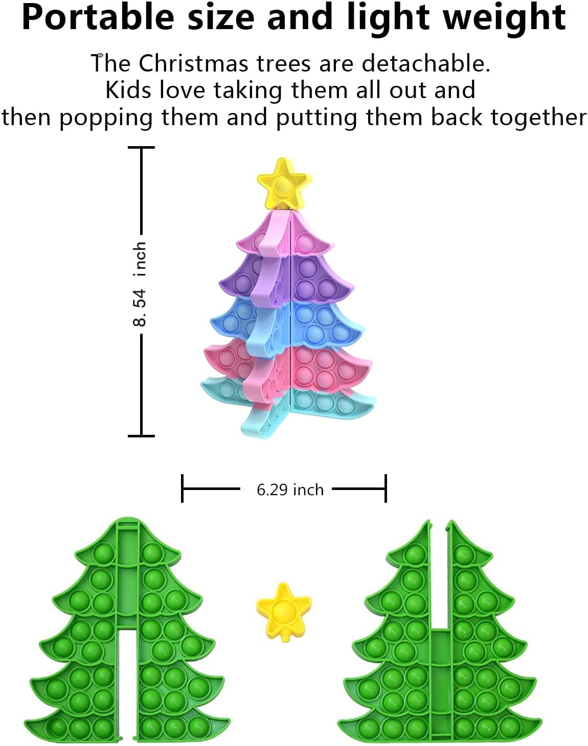 Push Bubble Pop Fidget Sensory Toy Autism Special Needs Silicone Stress Reliever Toy 3D Christmas Tree Pop Fidget Toy for Adult Children Intelligence Toys (1 Pc- Multicolored Color) : Toys & Games