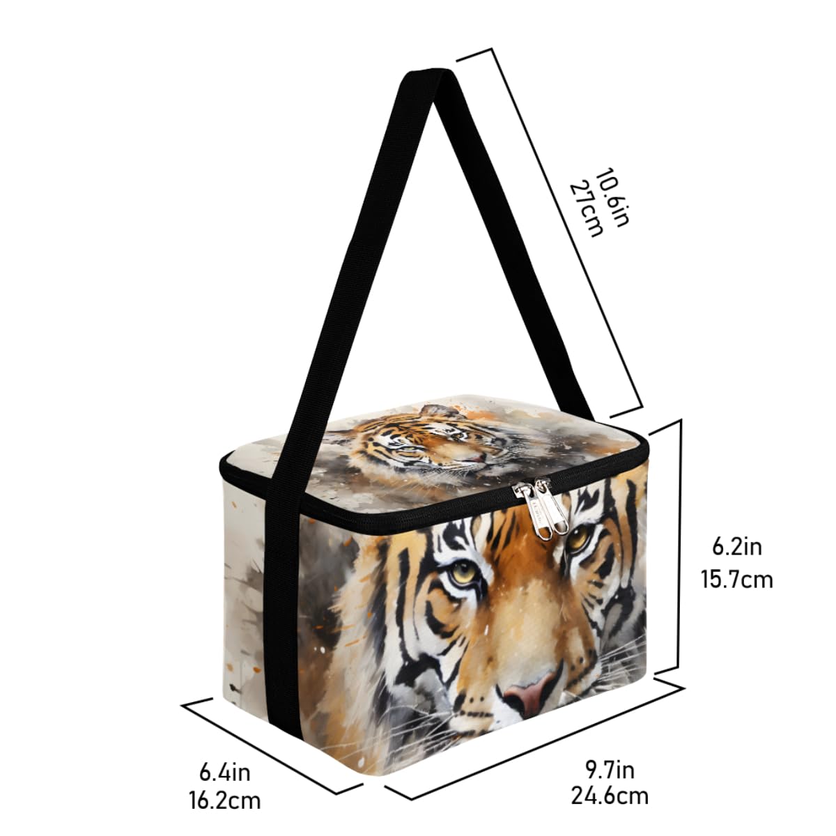 GzLeyigou Lunch Bags for Women Men 9 Cans,Animal Tiger Hot & Cold Food Delivery Bag Insulated Grocery Bag Insulated Lunch Box Tiger Cooler Bag for Office Work Picnic Beach