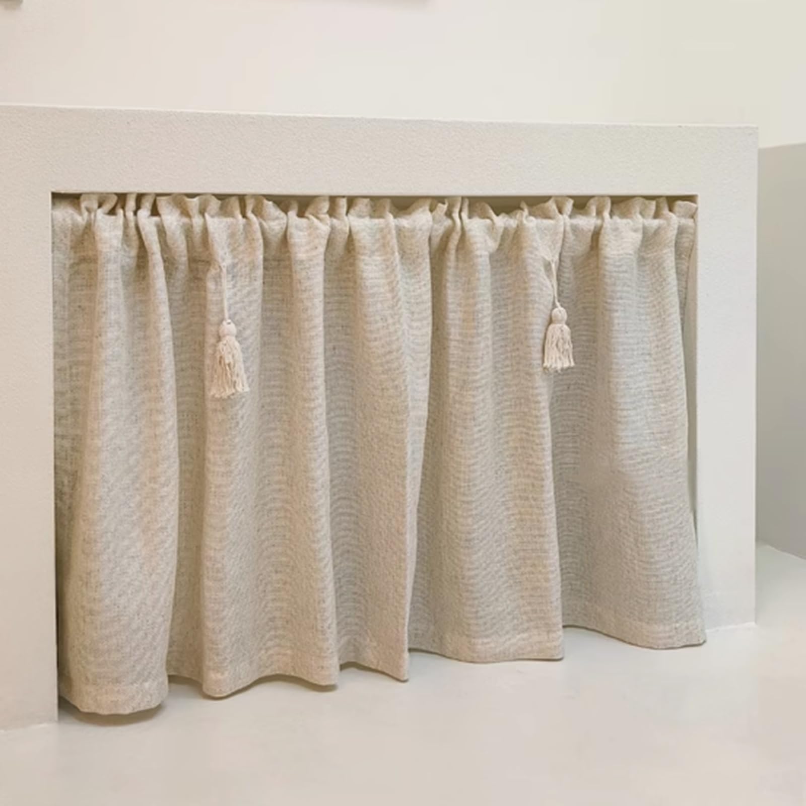 Rideaux courts de cuisine style ferme en coton lin 100x122cm