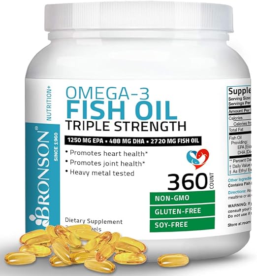 Bronson Omega 3 Fish Oil Triple Strength 2720 mg, High EPA