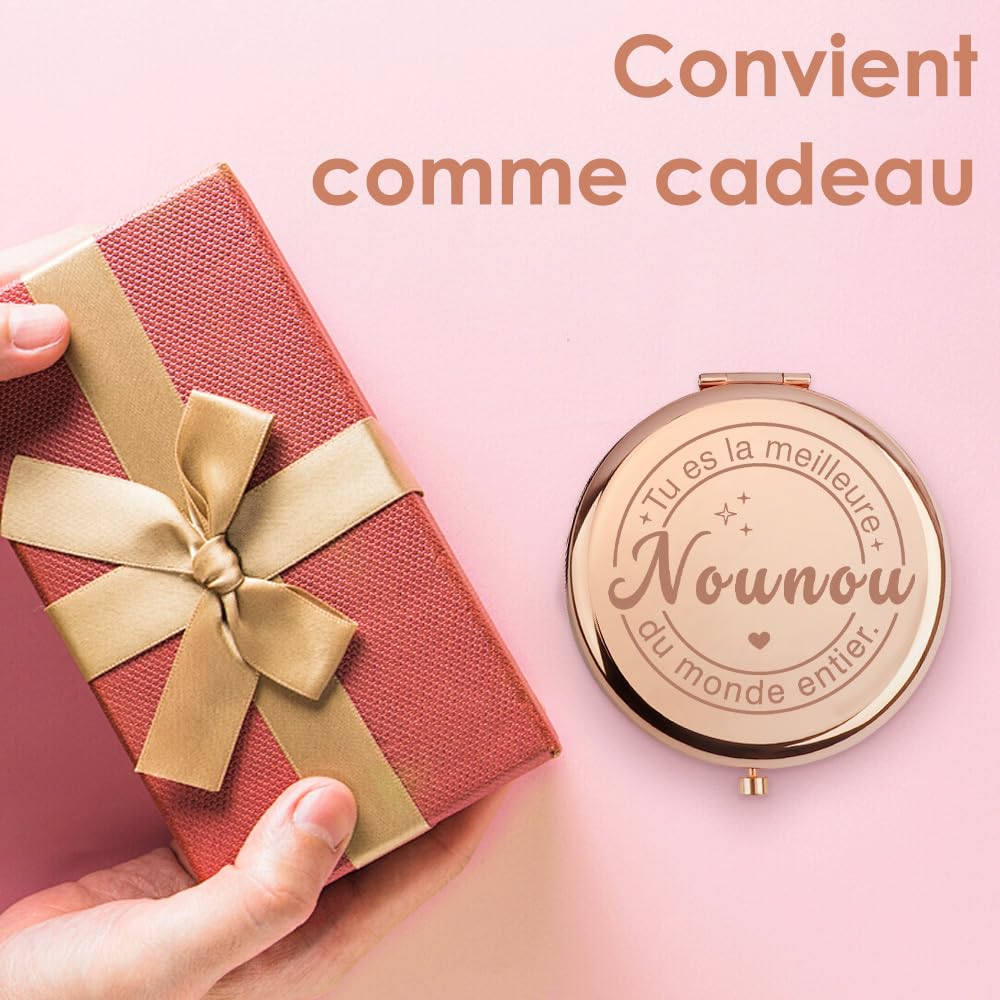 Cadeau Nounou Noel,Idee Cadeau Nounou Miroir De Poche,Cadeau Nounou Original,Cadeau pour Nounou,Cadeau Mamie,Cadeau pour Mamie,Idee Cadeau Mamie,Cadeau Mamie Original