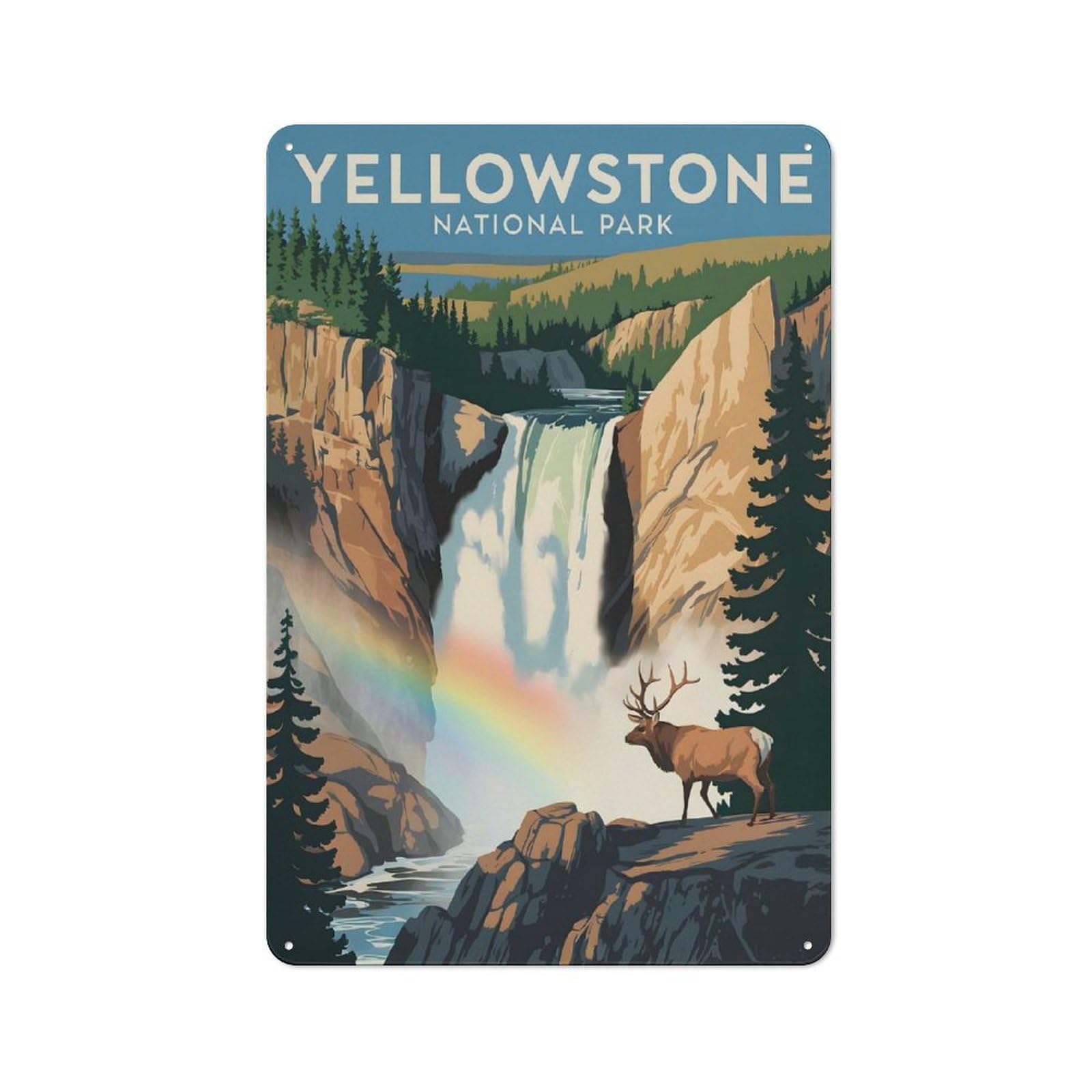Junmoney Style-5 Metal Plaque 30X20cm With Yellowstone National Park Travel For Pub Or Café, Vintage Decor, For Vintage Wall Decor Fans, For Metal Sign Collectors