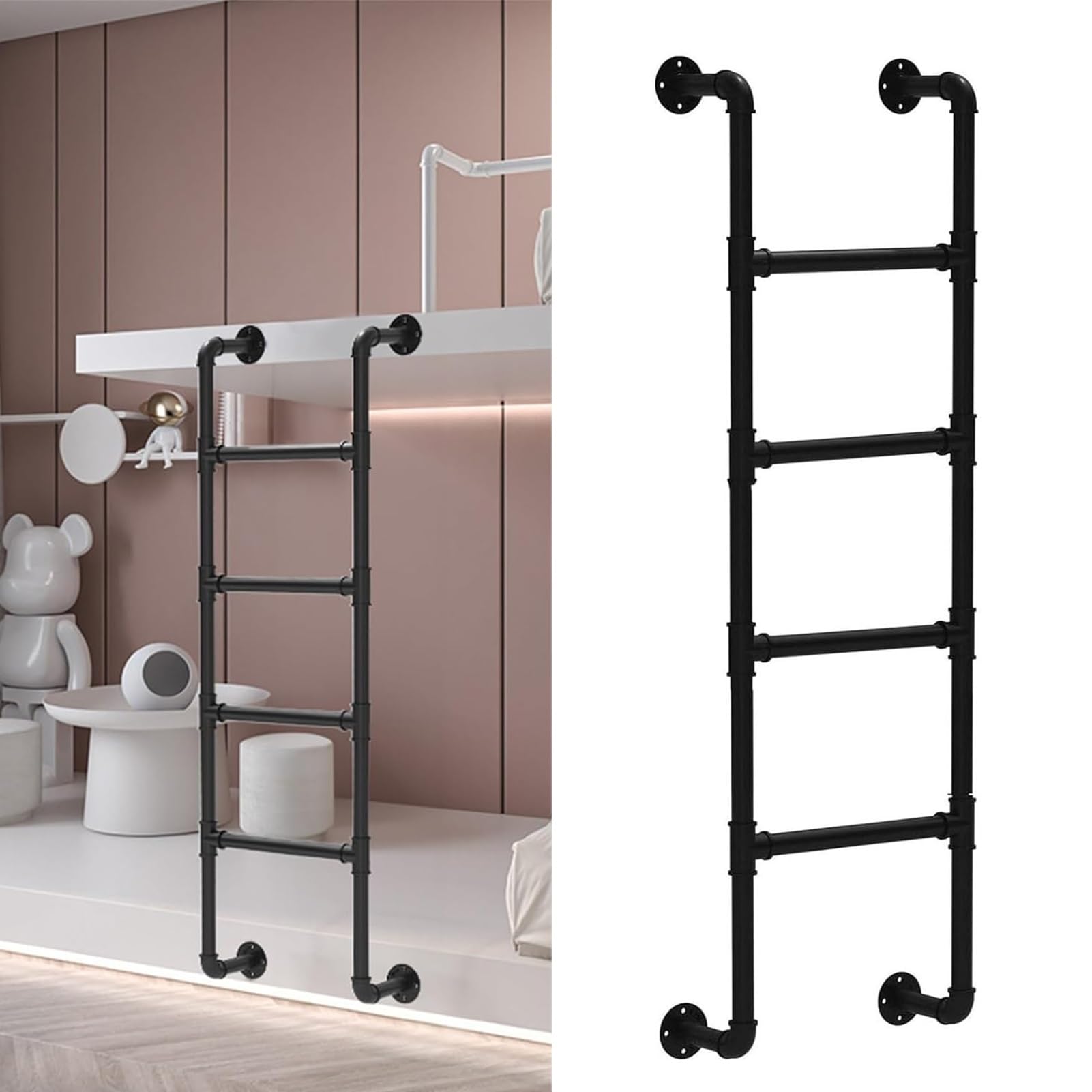 Échelle en fer noir sur mesure pour lit superposé mansardé et mezzanine