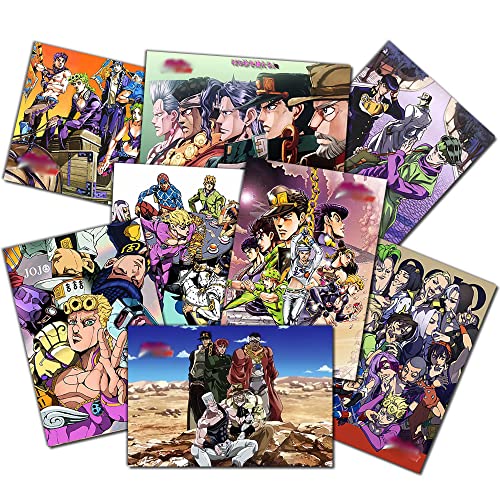 ePanda Anime JOJO's Poster Bizarre Adventure Posters Giorno Giovanna Poster Boy Bedroom Retro Posters Living Room Wall Collage Kit Anime Pictures Decor Art Print,11.5x16.5 inches,Set of 8pcs