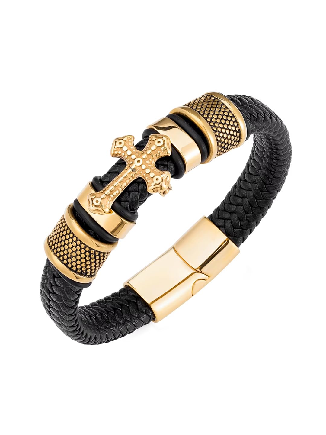 Buy PIXFLIK Leather Cross Bracelet for Men & Boys | Stainless