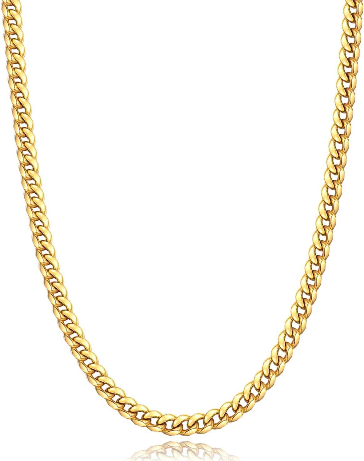 Gold Chain Silver Chain for Men Boys, 18K Gold Plated Men's Necklaces Chain Cool Cuban Link Chain for Men Hip-Hop 4mm/6mm 18/20/22/24/26inch
