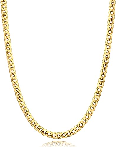 Momlovu Cadena de oro de plata para hombres y niños, cadena de eslabones cubanos chapada en oro de 18 quilates, cadena de eslabones cubanos chapada