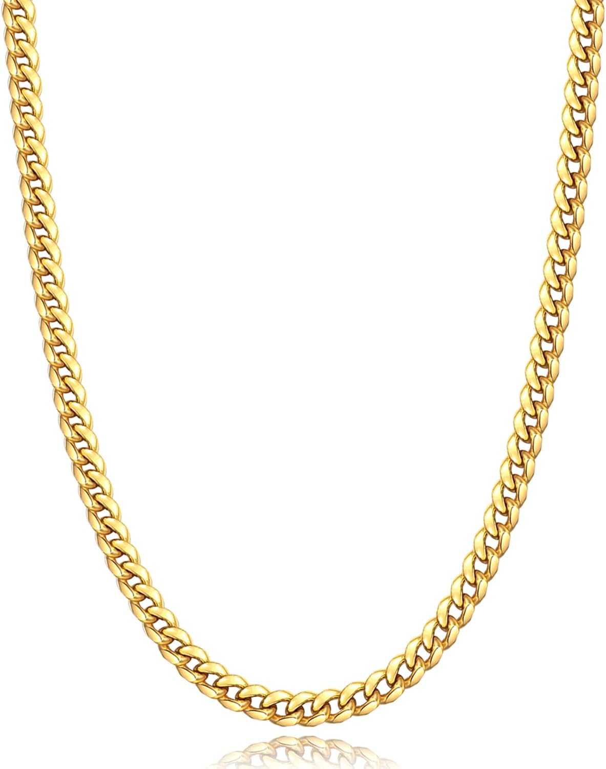 Momlovu Silver Chain Gold Chain for Men Boys, 18K Gold Plated Men's Necklaces Chain Cuban Link Chain for Men 4mm6mm 1820222426inch