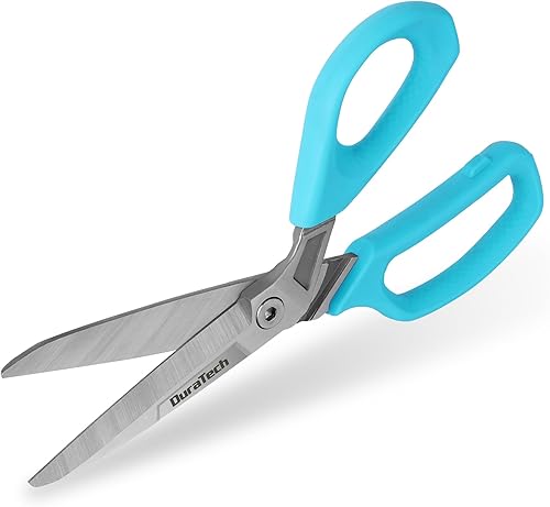 DURATECH Tijeras de 10 pulgadas multiusos, resistentes, resistentes con hoja dentada, mango ergonómico suave, tijeras para cortar cartón, tela,