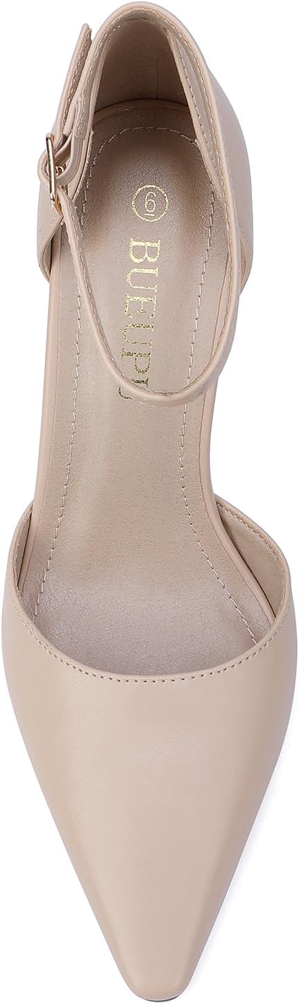 Women's 3.5In heigh Heel Pointed Closed Toe Ankle Strap Pumps Dress Shoes for Women - Image 4