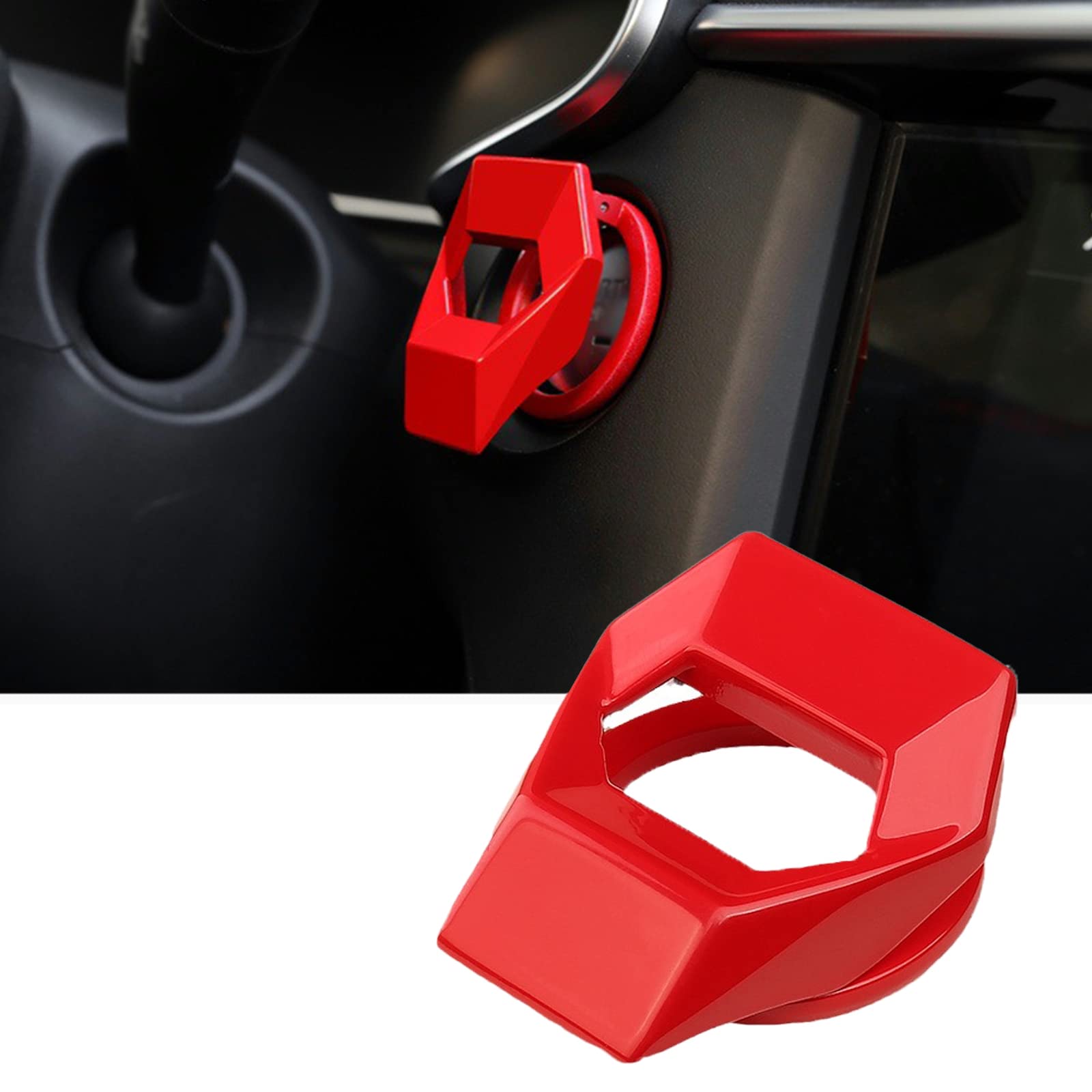 Pack-1 Engine Start/Stop Button Cover, Push to Start Button Key Lgnition Protective Cover, Universal Engine Button Decorative Cover (Red)