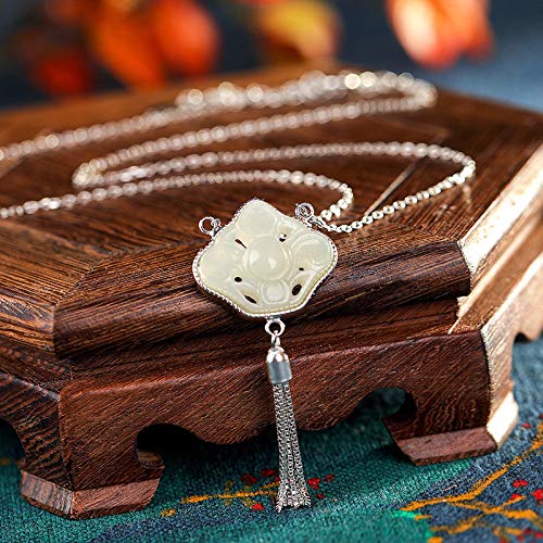 Collier argent 925 et jade rétro ajouré | Bijou artisanal d'exception