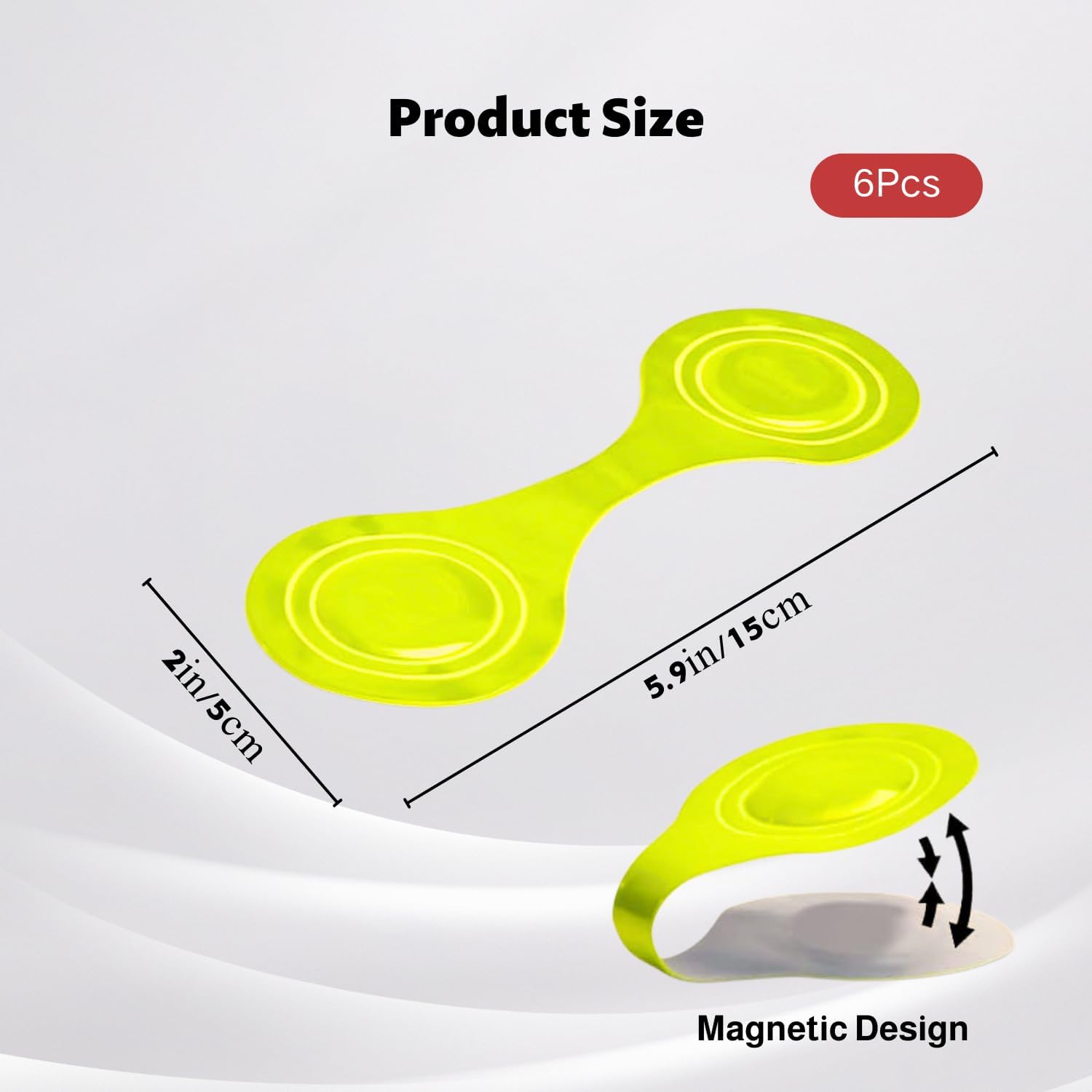 6 Catarifrangenti Magnetici A Clip Per Sicurezza – Gialli, PVC, Per Giacca, Zaino, Bicicletta, Cane – Alte Visibilità Notturna - 6
