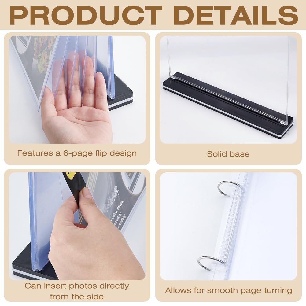 BENECREAT T-Shaped Multi-Page Flip Acrylic Sign Holder - Image 4