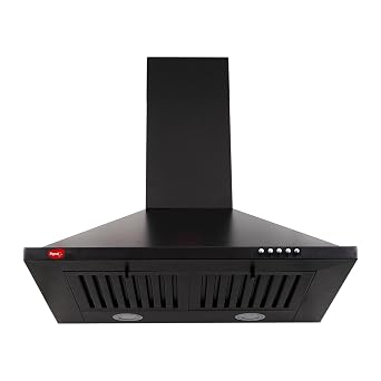 Pigeon 60 cm 1250 m3/hr Pyramid Kitchen Chimney with Elegant Look, Baffle Filter, Push Button, Efficient Dual LED Lamps (Black)