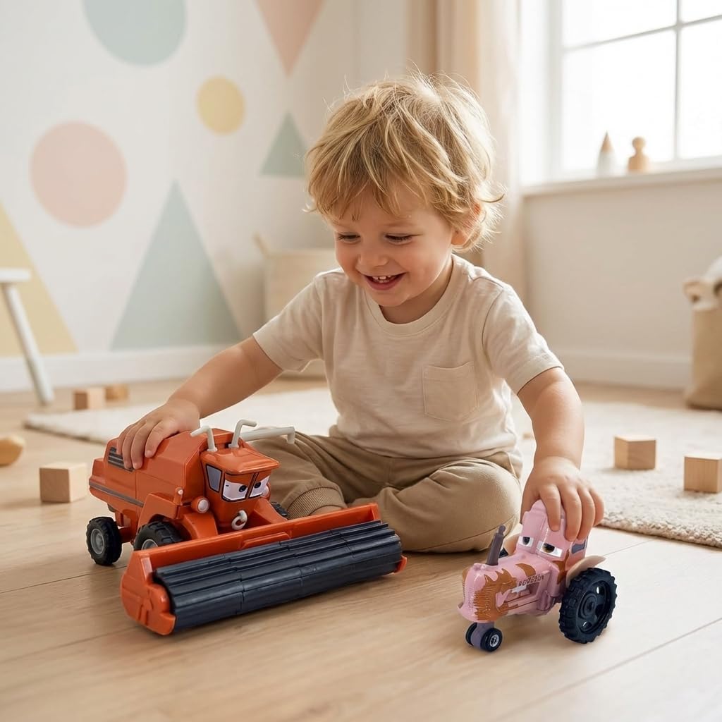 4PCS Portable Small Toy Car 1:55 Diecast Model Metal Body Racers for Preschool Kids 3+ Year Boy Gift (Orange+3Pink)