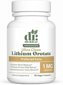 Dr. Murray's Lithium Orotate 1 mg Vegan Capsules, Mood Support, 90 Count