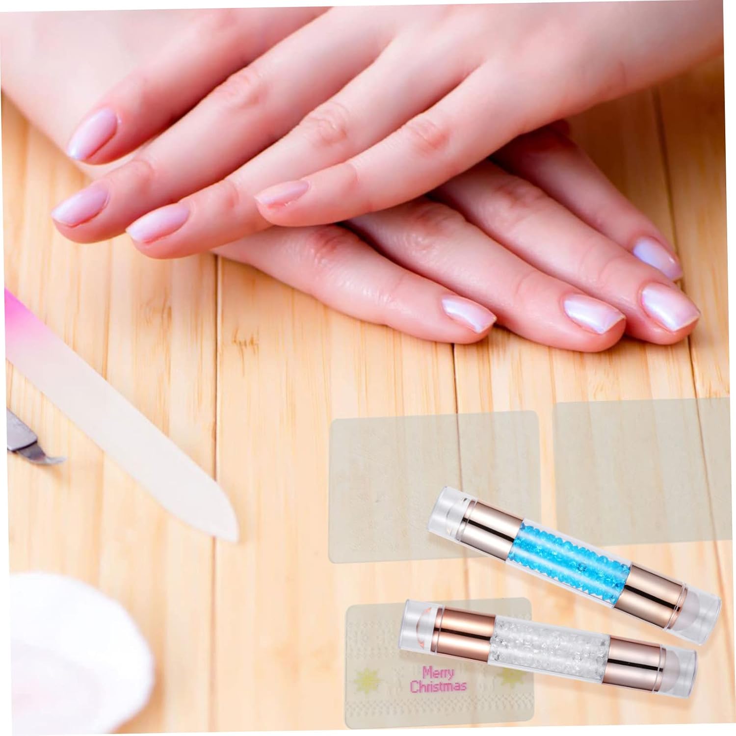 3pcs Double-head Nail Stamper Silicone Nail Art Tools for Diy Manicure for Home Salon Use Includes White Pink and Blue Stamping Tools