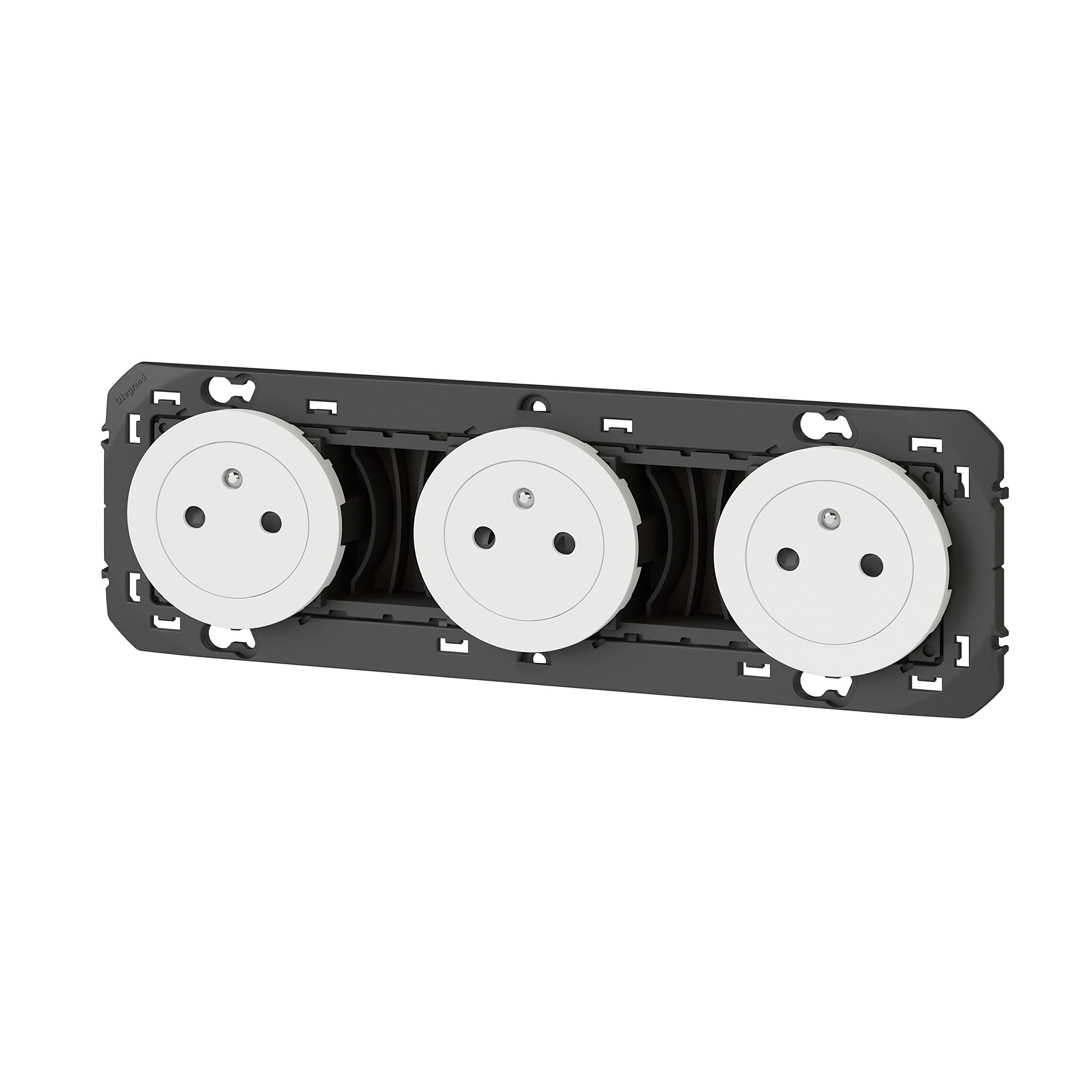 LEGRAND - Prise Triple Murale 16A avec Terre dooxie Surface - Prise 2P + T Affleurante avec Fond Rétractable - Fabriqué En France - Blanc (Lot de 2)