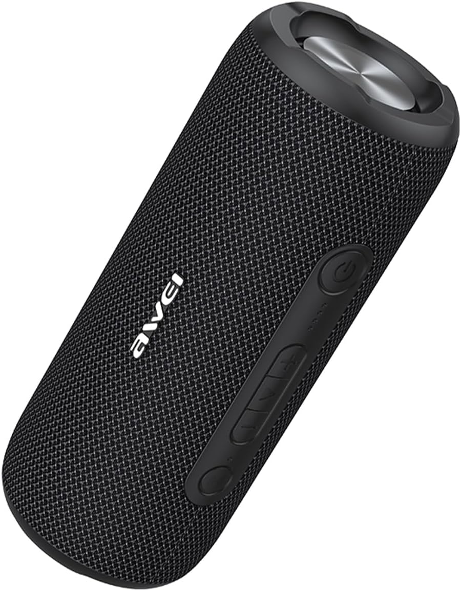 AWEI Y669 Portable Bluetooth Speaker, black, shown at an angle.
