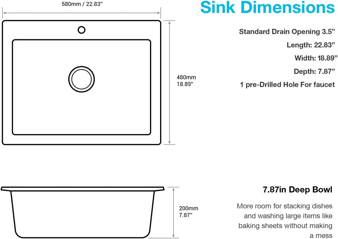 One-Day Sale: Up to 80% Off TRUSTMI 23 x 19 Inch Quartz Kitchen Bar Sink Top Mount Drop In Single Bowl with 1 Faucet Hole, Black Black Friday - 70% OFF TRUSTMI 23 x 19 Inch Quartz Kitchen Bar Sink Top Mount Drop In Single Bowl with 1 Faucet Hole, Black