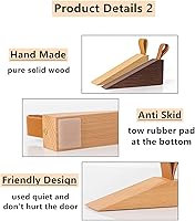 Vista 6 de Tope de puerta, cuña de madera de haya soild, cuñas antideslizantes para tope de puerta, cuña de tope de puerta resistente y duradera, tope