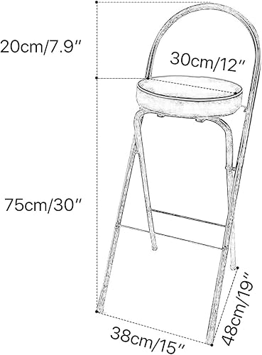 Miniatura 2 de Taburete de bar plegable de 26 pulgadas/28 pulgadas/30 pulgadas, taburete de cocina plegable con parte trasera, taburete plegable portátil de barra