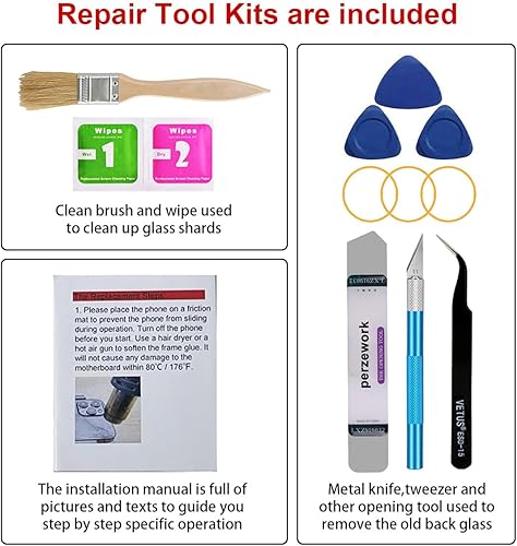 Vista 6 de Reemplazo de cristal trasero OEM para iPhone 14 Pro Max de 6.7 pulgadas con kit de herramientas de reparación y adhesivo preinstalado (dorado)