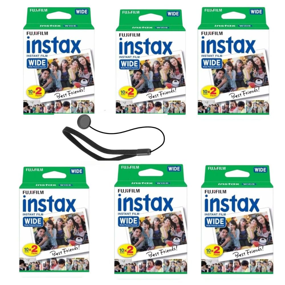 Fujifilm Instax Wide Instant Film Twin Pack with Free Bonus Cap Keeper - (6 x Twin Packs)