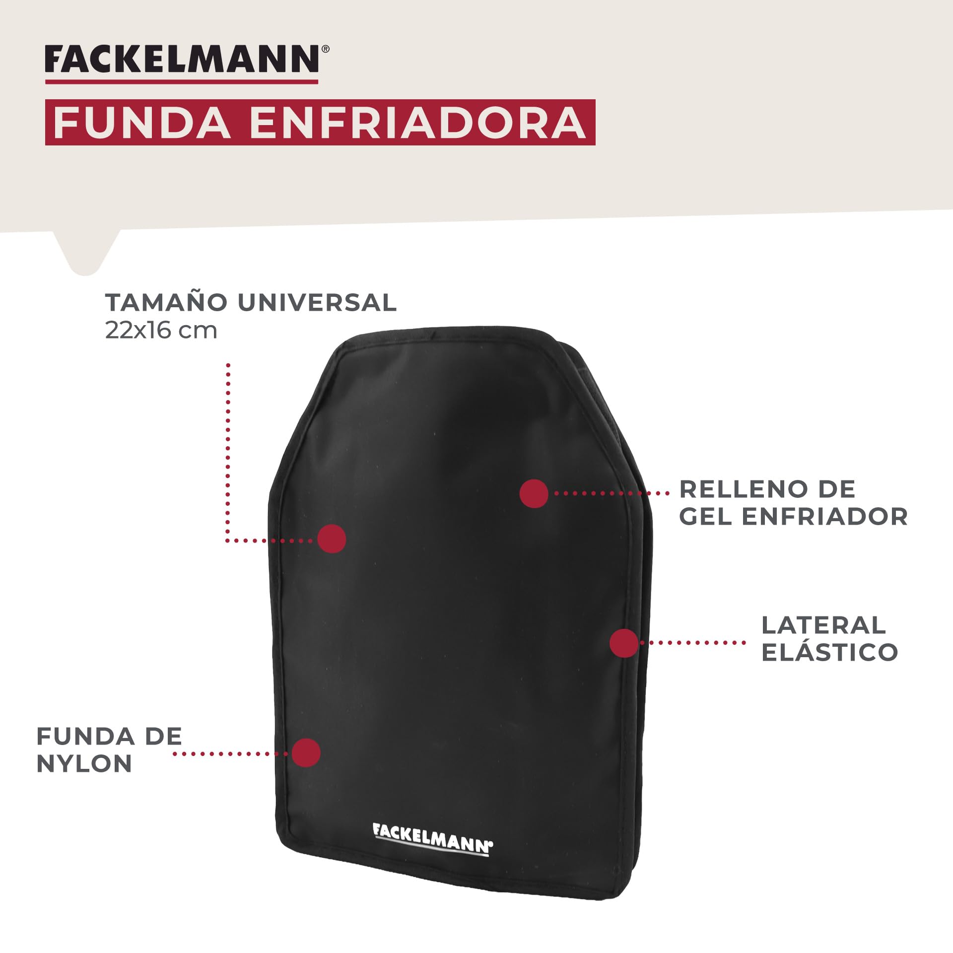 Fackelmann Funda Enfriadora para Botellas, Collar Enfriador para Botellas de Vino y Cava, Nylon Elástico con Ajuste Universal y Relleno de Gel Enfriador, Apta para Congelador, 22x16 cm, Negro, 1 ud.