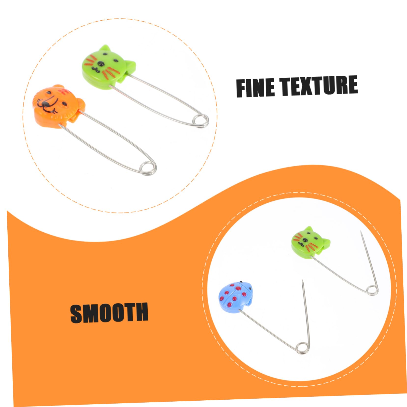 HAWILLOSCH 30Pcs Safety Pins with Plastic Animal Heads Diaper Pins for Secure Fastening Durable Design for Cloth Diapers for Newborns and Pets