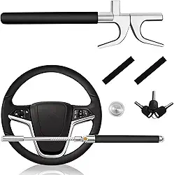 Trava de volante, trava de volante retrátil universal para carro, veículo com proteção antifurto ajustável com martelo de segurança bônus - adequado para todos os carros, presentes de Dia dos