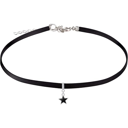 FJ Black Leather Choker Necklace for Women