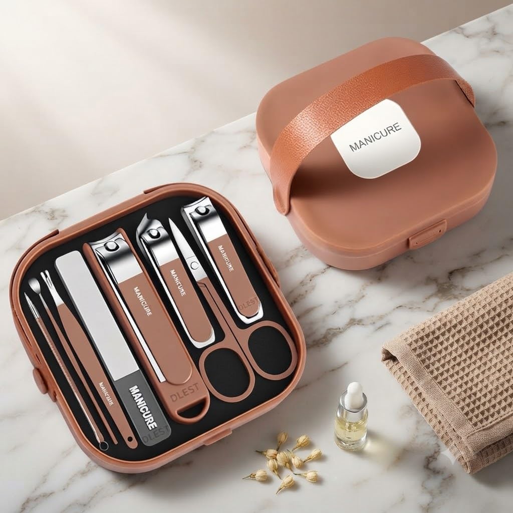 Manicure Set with Leather Case, 8-Piece Nail Care Kit | Portable Case, Stainless Steel Tools-picture-32