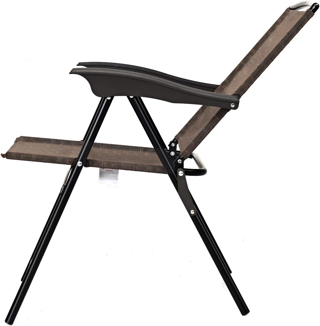 Goplus Folding Sling Chairs Sets of 4, Portable Chairs for Patio Garden Pool Outdoor & Indoor w/Armrests & Adjustable Back