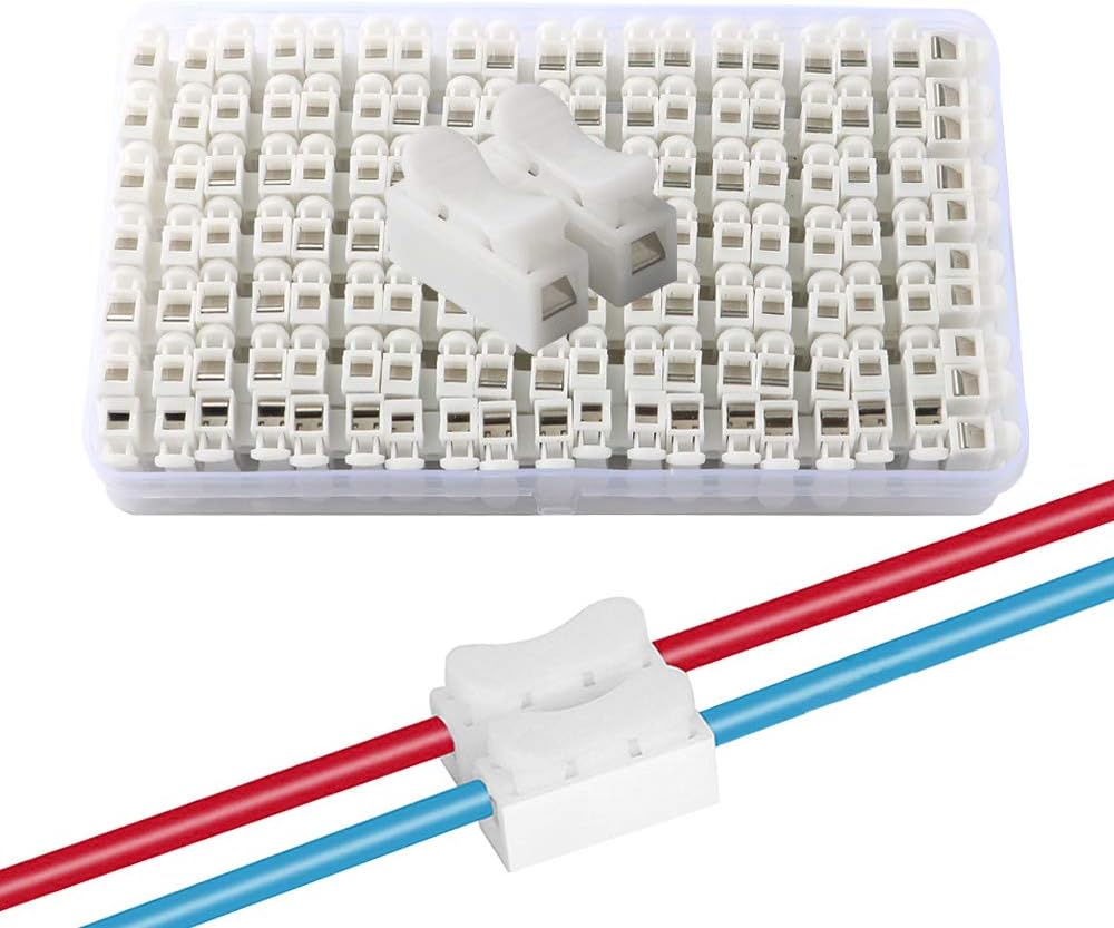 QitinDasen 68 Pcs CH2 Spring Wire Connectors, Quick Cable Connector Terminal Block, Electrical Cable Clamp Terminal Block Connector, No Screw No Welding