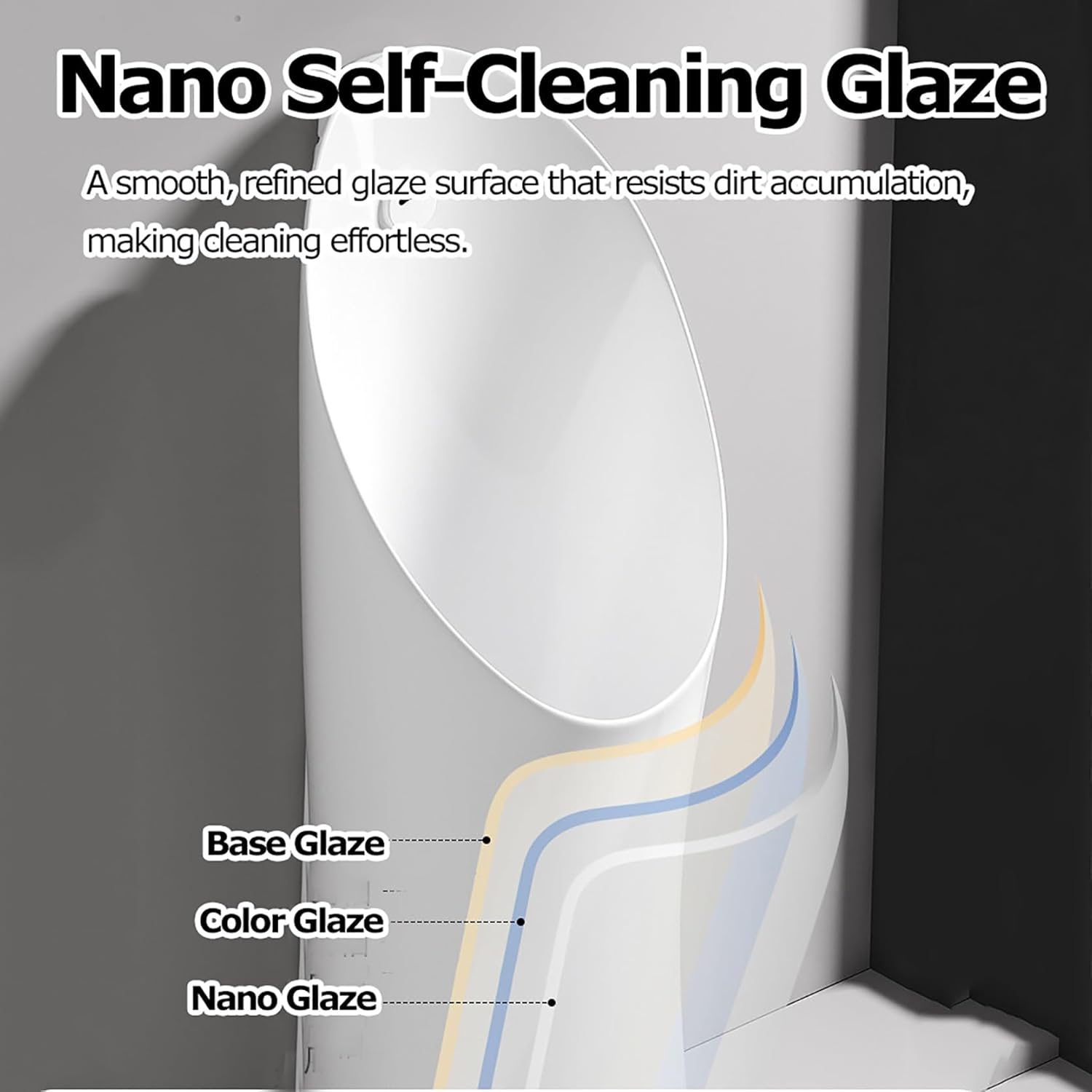 Ceramic Urinals for Men with Automatic Induction Flush, Floor-Standing Mens Urinal with Nano-Glaze Self-Cleaning Surface, for Home Bathroom, Hotel and Commercial Use(Gray)