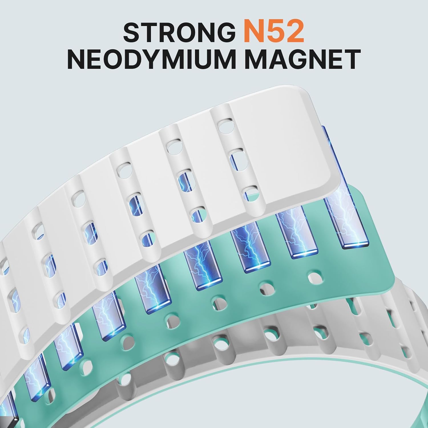 Bandletic Magnetic Silicone Band Compatible with Samsung Galaxy Watch 8 40mm 44mm / Watch 8 Classic 46mm 2025, No Gap Soft Breathable Replacement Strap for Men Women, White/Turquoise