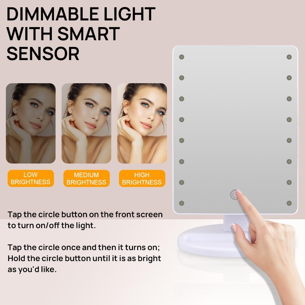 KAKULO Lighted Makeup Mirror With 16 LEDs, 180° Tilt, Dual Power (Type-C & Batteries) - View #2