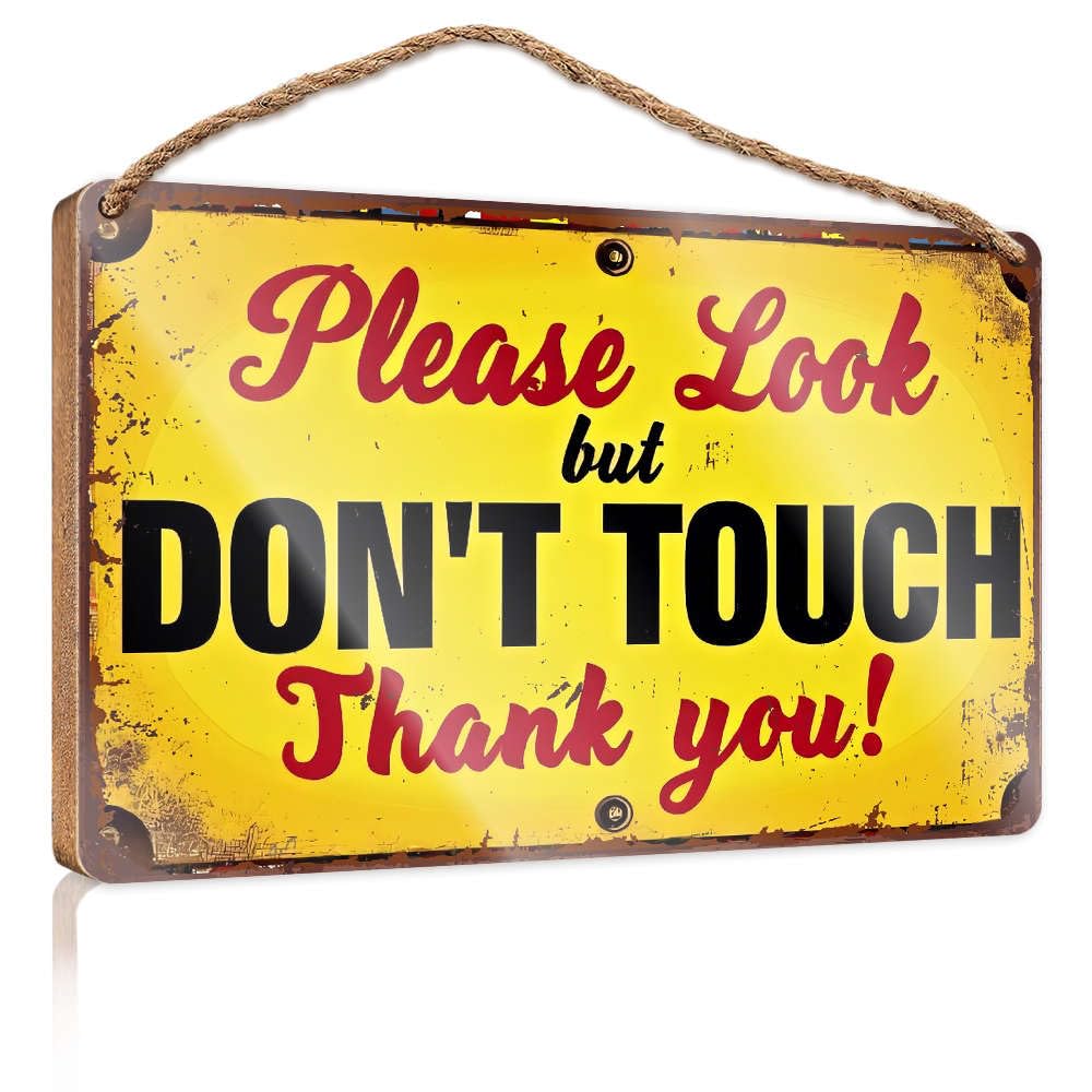 XYBH Plaque For Front Door Please Look But Don't Touch. Thank You! Wood Plaque Sign Hanging Pantry Sign Decor(23X35CM)