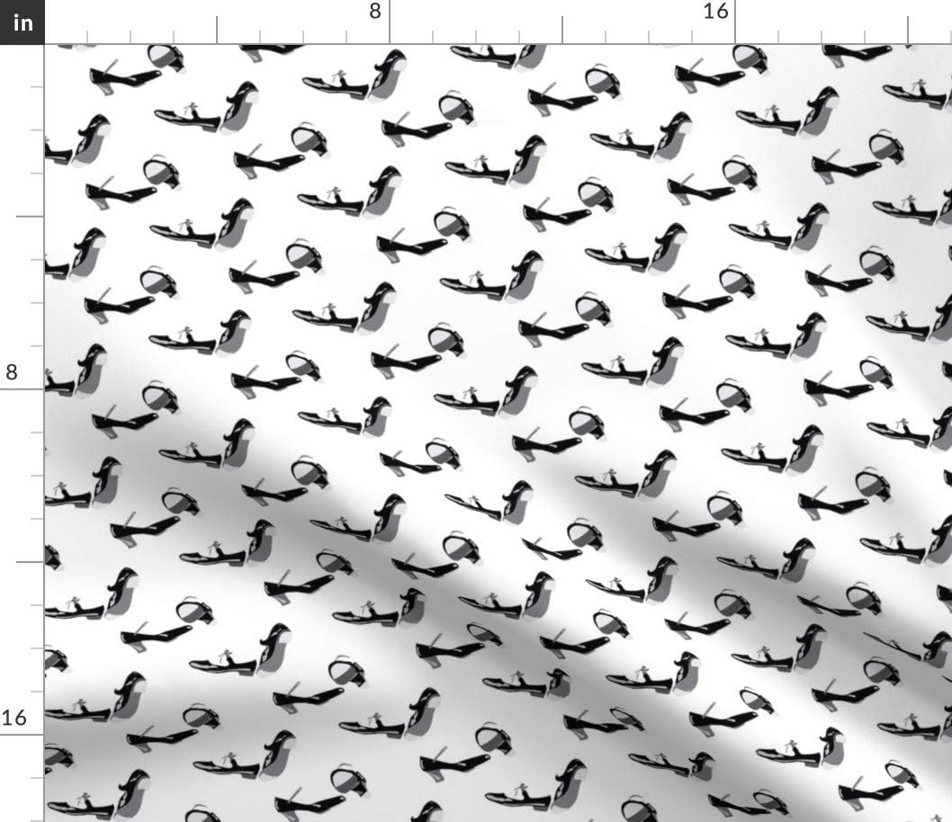 Spoonflower Fabric - Dance Shoes Sport Dancing Black White Athlete Printed on Petal Signature Cotton Fabric by The Yard - Sewing Quilting Apparel Crafts Decor