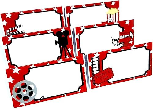 Miniatura 2 de Tarjetas de tienda de campaña para la noche de película, decoración de fiesta de cumpleaños, baby shower, juego de 12