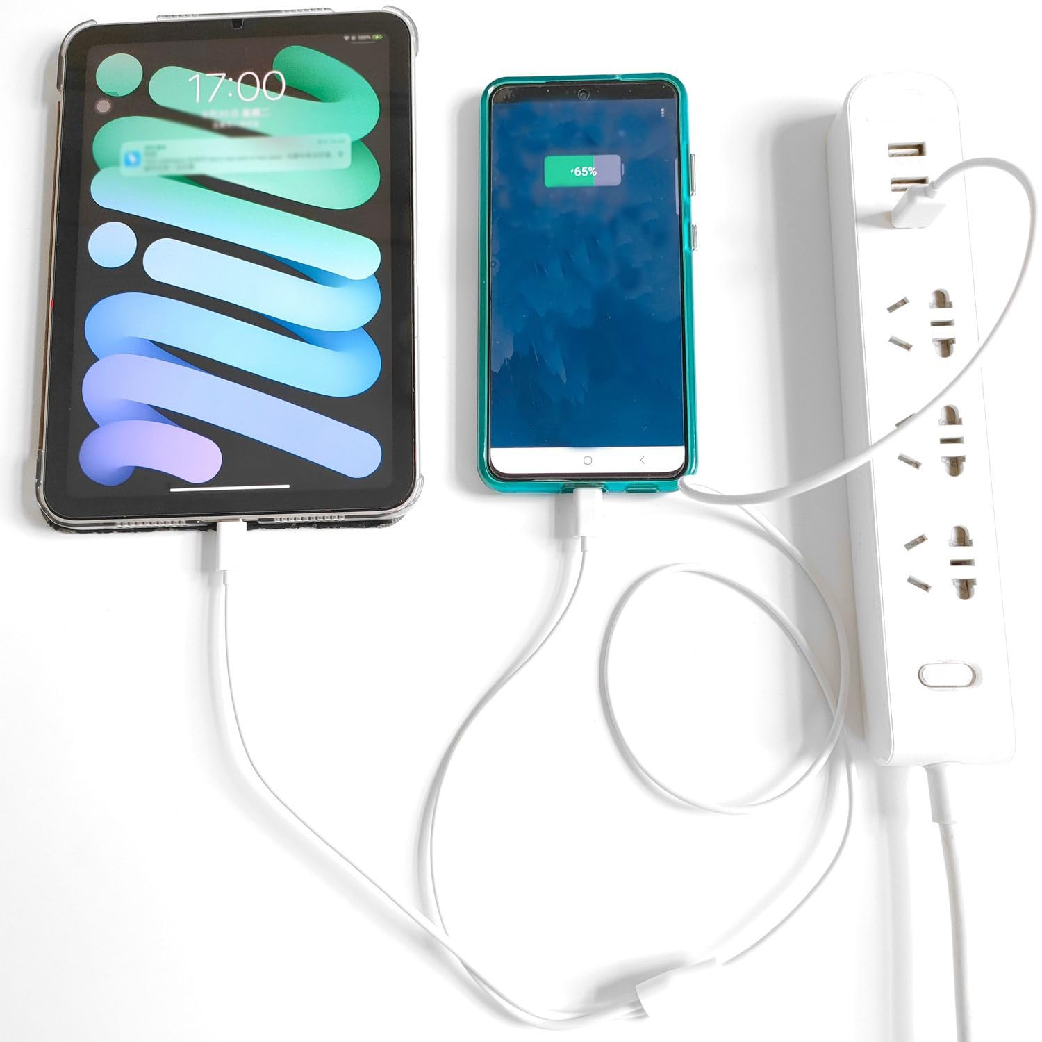 Cavo splitter USB-C 2 in 1 da 1,9 m, da USB A a tipo C, cavo di ricarica (bianco)
