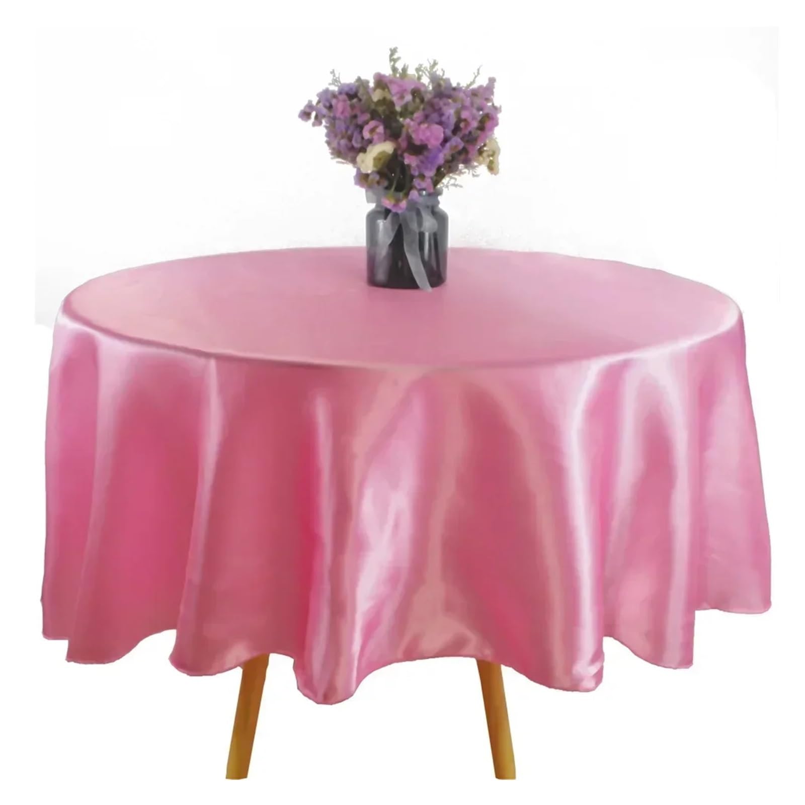 ZHSOAO Round Satin Tablecloth Wedding Party Overlays Decoration Birthday Shower Restaurant Home Table Cloth for Cafe(PINK,180CM)