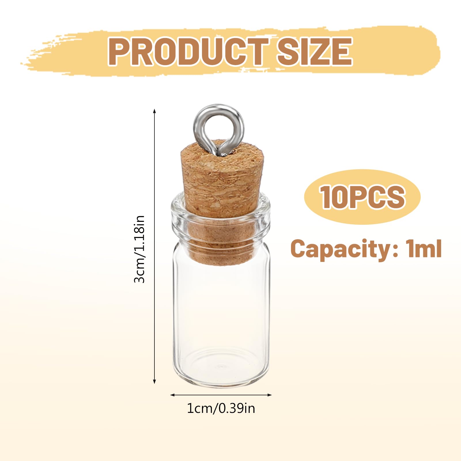 Mabor 10Pcs Small Glass Bottles with Cork, Mini Glass Wishing Bottles Spell Jars Message Tiny Glasses Jars with Cork Lids/Stoppers for DIY Crafts