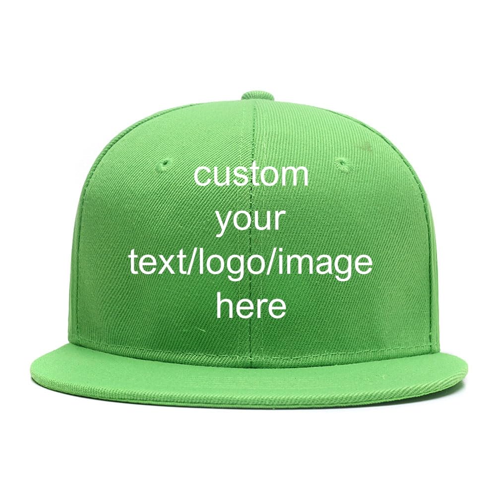 Flat Bill Baseball Cap Snapback Caps Hip-Hop Cap Adjustable Size Hat with Print Embroidery Your Text Logo Cap
