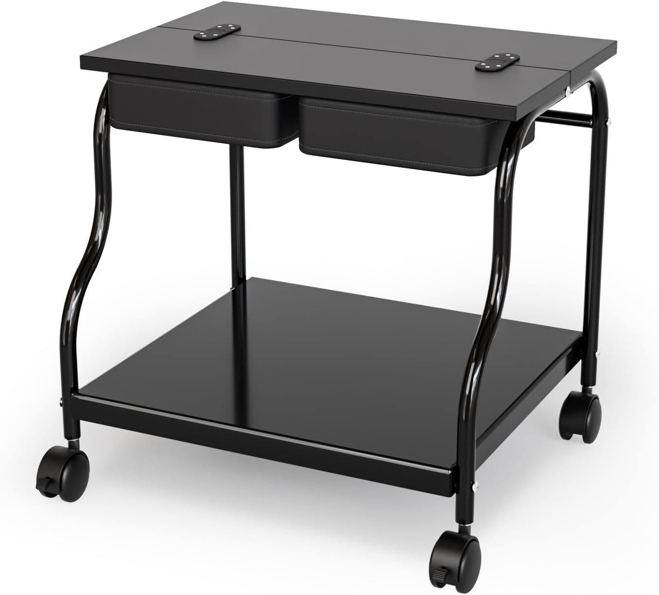 OmySalon Pedicure Cart Foot Bath Trolley, Portable Salon Nail Esthetician Rolling Cart, Adjustable Manicure & Foot Massage Stool w/PU Cushion, Locking Wheels, for Spa, Salon & Home (Black)
