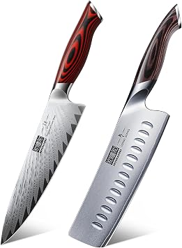 8-inch Damascus Chef Knife + 7-inch Nakiri Knife