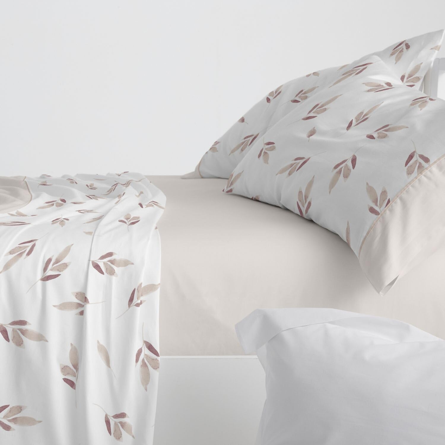 Burrito Blanco | Juego de sábanas | Cama de 90cm (+Medidas Disponibles) | Poliéster 50% Algodón 50% | Diseño 532 | Color Beige (90x190/200cm)