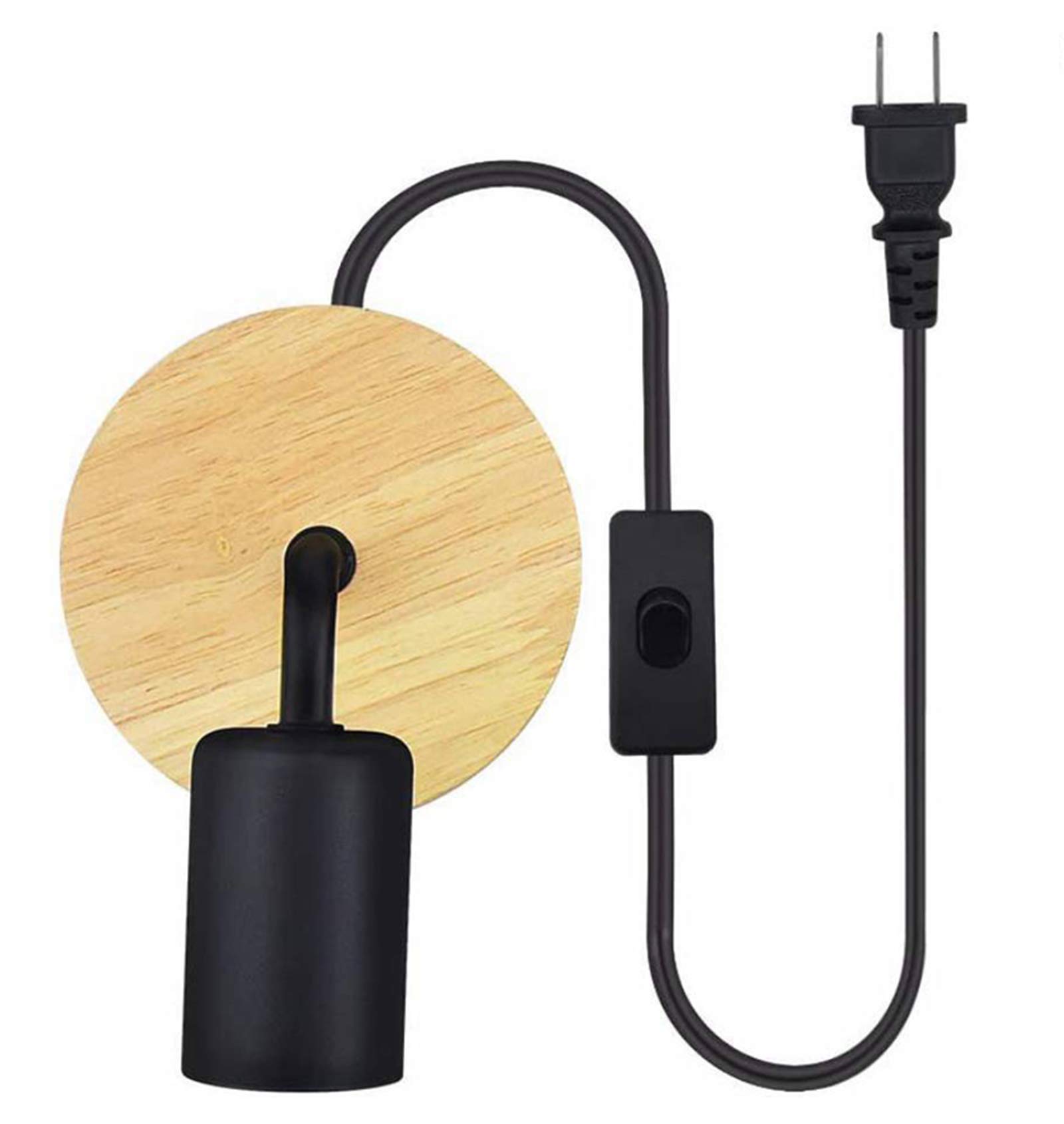 Lampy Ścienne Vintage Do Wnętrz Z Drewna Z Przełącznikiem, Retro Lampki Nocne Do Sypialni Z Wtyczką, Lampa Ścienna Do Salonu Rustykalna Z Gniazdem E27, Przenośne Kinkiety Ścienne Do Korytarza, Oświet